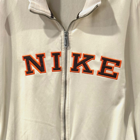 Vintage Nike Track Jacket Mens 3XL Cream Black Embroidered Full Zip Pockets EUC - Picture 2 of 13